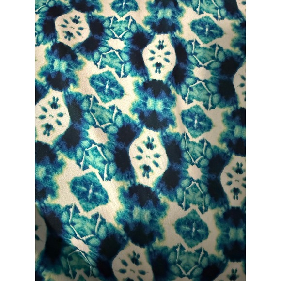 Dana Buchman Women's XL Teal Blue Geometric Print Sleeveless Ruffle Dress Lined - Picture 14 of 14